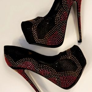 Beaded Sequence High Heels